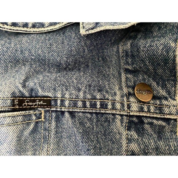 Vtg Sean John Denim Jacket Men's 3XL Chore Trucker Hip Hop Streetwear Y2K Blue - Picture 5 of 8